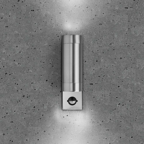 BELL Lighting 10420 Stainless Steel Luna Single GU10 Fixed PIR Wall Light, IP44