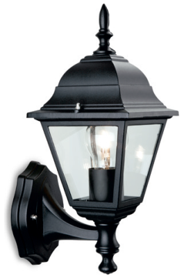 Firstlight E200BK 4 Panel Single Uplight Lantern Die Cast Aluminium in Black Finish
