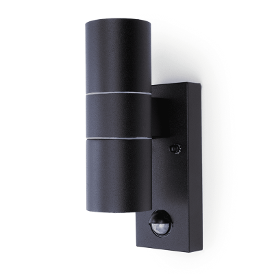 Coral Wall Light, Up/Down LED IP44 Black With PIR