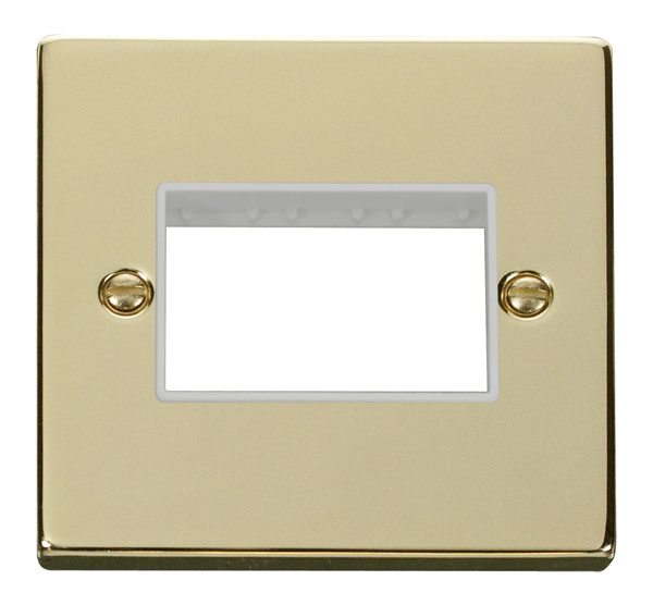 Click Polished Chrome Single Plate 2 Gang Aperture - countyelec