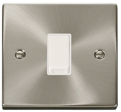 Click VPSC011WH Deco Satin Chrome 1 Gang 2 Way Plateswitch With White Insert 10AX