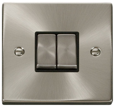 Scolmore Click Deco Satin Chrome 2G 2W Ingot Light Switch VPSC412BK