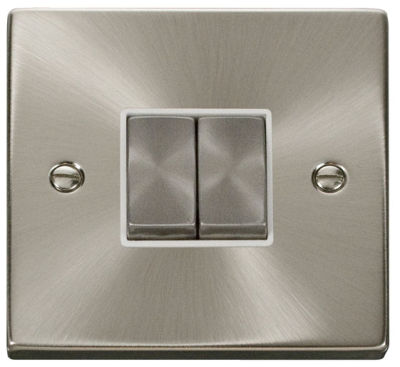 Scolmore Click Deco Satin Chrome 2G 2W Ingot Light Switch VPSC412WH