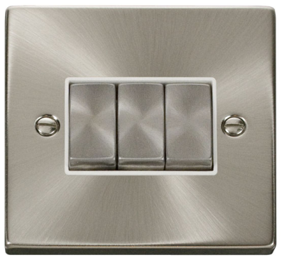 Scolmore Click Deco Satin Chrome 3G 2W Light Switch VPSC413WH