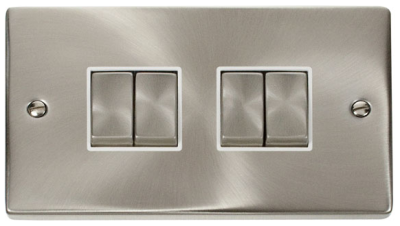 Scolmore Click Deco Satin Chrome 4G 2W Light Switch VPSC414WH