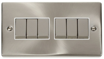 Scolmore Click Deco Satin Chrome 6G 2W Light Switch VPSC416WH