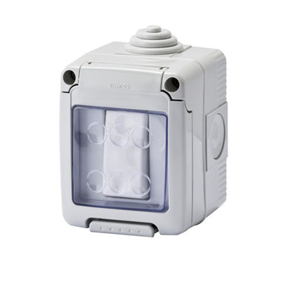 Gewiss GW27833 Watertight Enclosure Complete with Two-Way Switch, 1P, 16AX, IP55, Grey