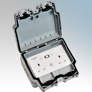 Hamilton Elemento  13A 2 Gang DP RCD Non Latching Locakable Switched Socket