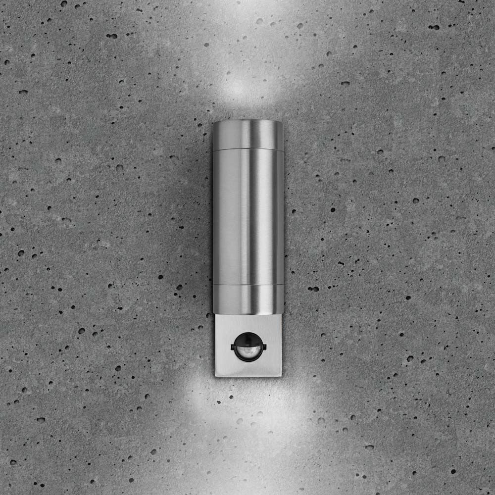 BELL Lighting 10420 Stainless Steel Luna Single GU10 Fixed PIR Wall Light, IP44