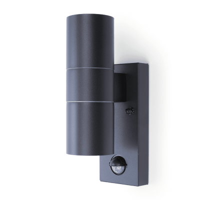 Coral Wall Light, Up/Down LED IP44 Anthracite Grey With PIR