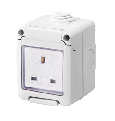 Gewiss GW27843 Watertight Enclosure Complete with Socket-Outlet 2P+E, 13A, IP55, Grey